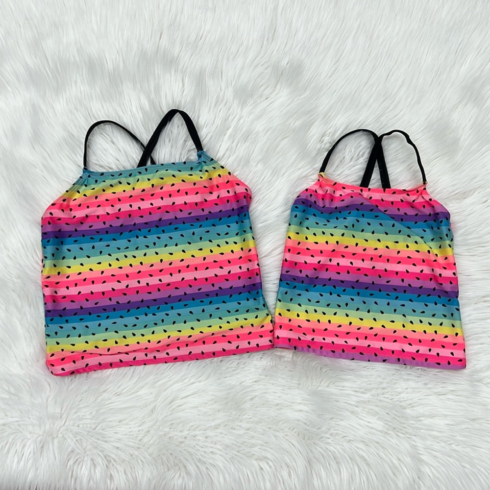 🌸Wonder Nation Rainbow Watermelon Swim Top Sizes M (7-8), XL (14-16) (TOP ONLY)